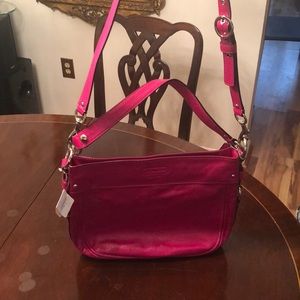 Coach patent pink & silver  convertible Zoe bag